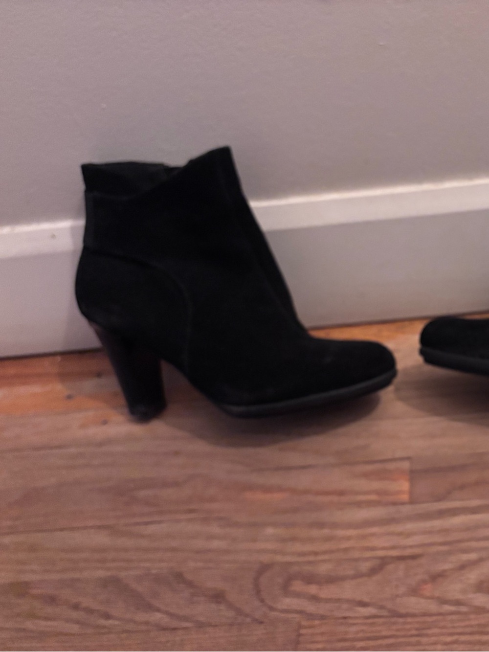 Classic Black Suede Ankle Booties with Side Zip